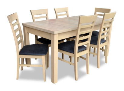 Design Luxury Dining room Furniture Dining Group Suite Complete Set 7pcs. Wood. Fabric