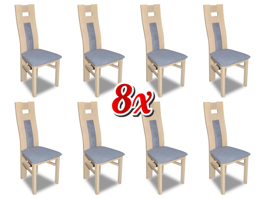 Suite Complete 8x Designer Chair Set Dining room Lehn Upholstery Seat Chairs Fabric