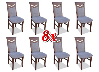 Designer Wood Upholstery Chairs Gastro Dining room Fabric Set 8x Armchair Textile Chair