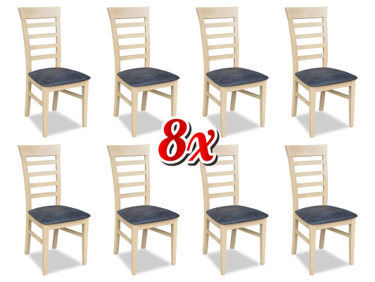 Suite Chairs Gastro Dining room Group Set 8x Armchair Chair Design Wood Leather