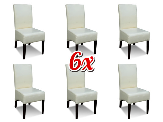 Dining room Suite Wood Lehn Leather Textile Chair 6x Chairs Group Set Armchair