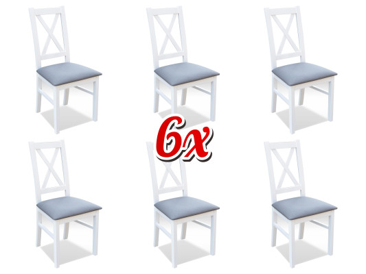 Set Wood Textile Armchair 6x Chairs Dining set Design Dining Room Chair Solid Wood