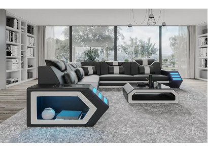 Living landscape leather sofa couch upholstery corner sofa sofa big XXL sofa set
