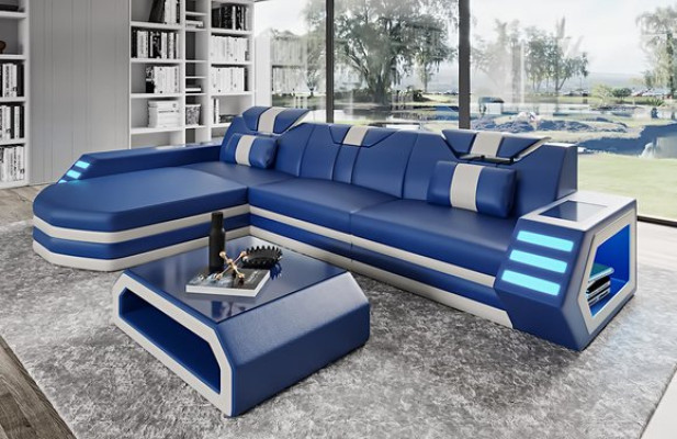 Leather sofa Corner sofa Sofa Couch Living landscape L-shape Corner suite Belfort 4