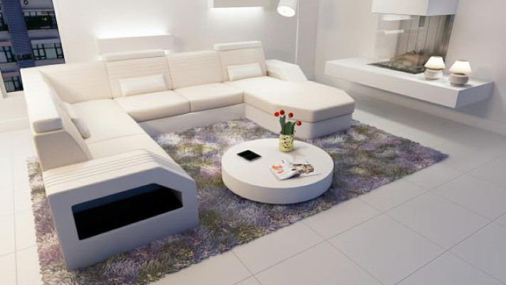 Designer Sofa Corner sofa Leather Fabric Textile Upholstery Suite Living landscape