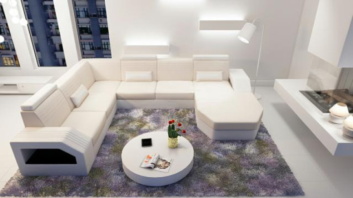 Designer Sofa Corner sofa Leather Fabric Textile Upholstery Suite Living landscape new