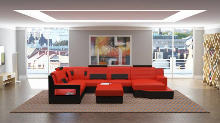 Living landscape Corner sofa Sofa Couch Upholstery Suite Leather sofa Sofa bed Immediately