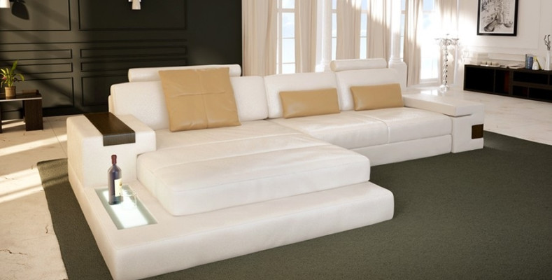 Corner sofa Couch Upholstery Living landscape Corner Suite Corner Leather Textile Sofa L-shape