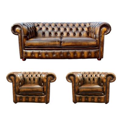 Chesterfield Leather Sofa 2+1+1 Textile Couch Fabric Upholstery Sofa Suite