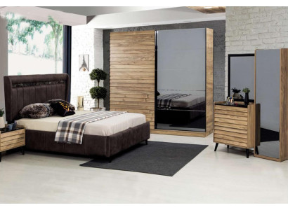 Bedroom Furniture Designer Upholstered bed 2x Bedside tables Wardrobe