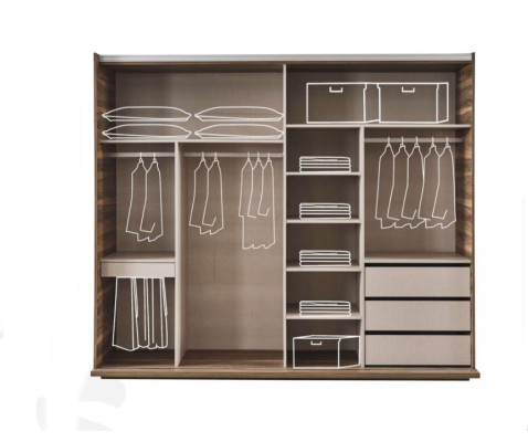 Bedroom Furniture Glass Cabinet Designer Double bed Wood Bedside tables 4pcs