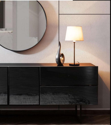 Black noble dining room wooden furniture designer dining table sideboard chairs