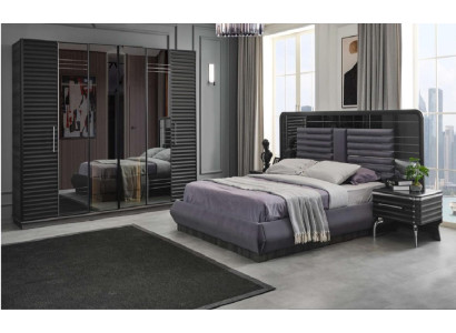 Upholstered bed Wood Bedside tables Wardrobe Designer Bedroom Set