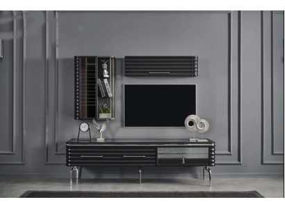 Modern living room set designer TV wardrobe luxury 2x wall cabinets 3 pieces