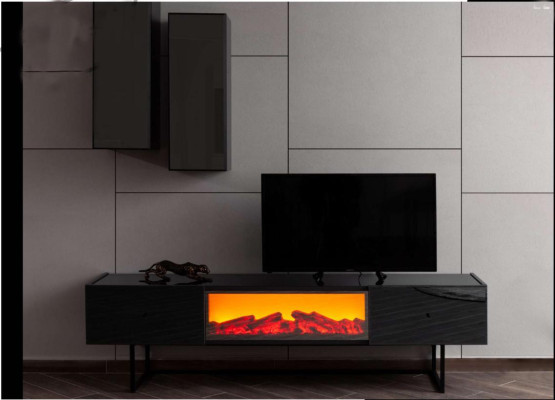 Modern living room set, luxurious TV wardrobe with 2x wall cabinets, 3 pieces