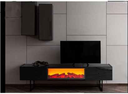Modern living room set, luxurious TV wardrobe with 2x wall cabinets, 3 pieces