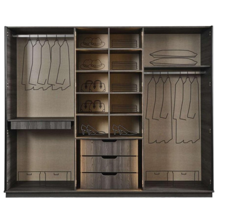 Upholstered bed Wood Bedside tables Wardrobe Designer Bedroom Set