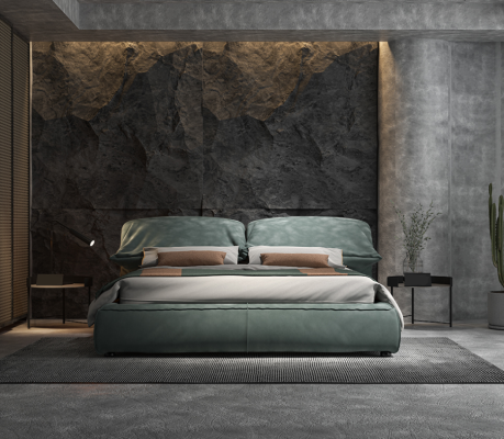 Green Bedroom Bed Designer Double bed luxury material wooden frame