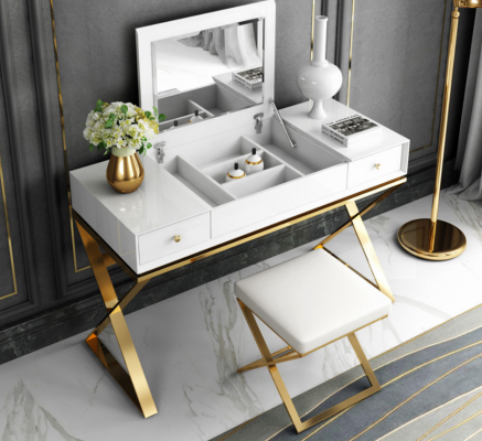 Modern White Bedroom Dressing Table with Drawers Wood Furniture
