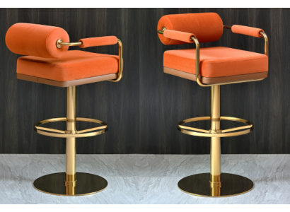 Orange bar chair stainless steel seater elegant single-seater modern lounge furniture