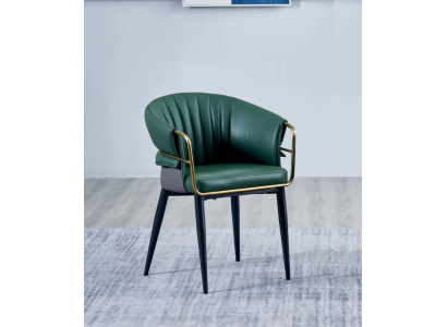 Green dining room chair designer wooden feet faux leather chairs stainless steel Furniture