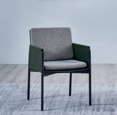 Gray Armrest Chair Stylish Single Seater Luxury Upholstered Chair Modern