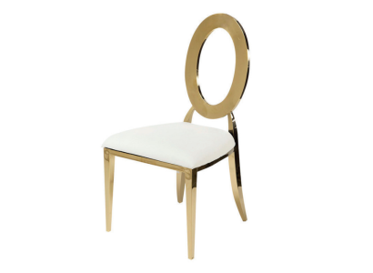 Gold-White Luxurious Chair High Chair Dining room Faux Leather Chairs Wood