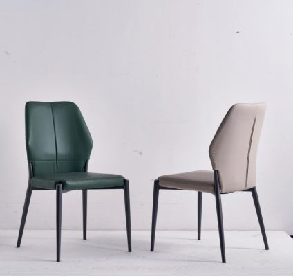 Green Designer Leather Chair Modern Dining Chairs Kitchen Seating Furniture new