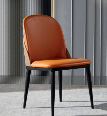 Orange Chair Dining room Furniture Designer Single Seater Wood Textile Chairs