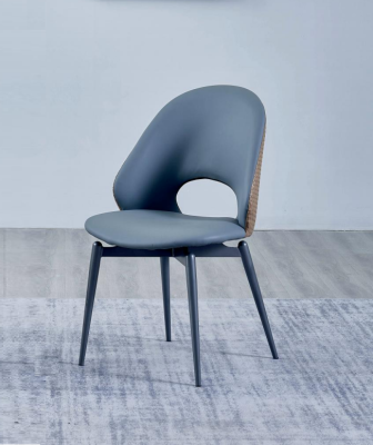 Gray single seater designer dining room upholstered chairs luxury wood furniture new