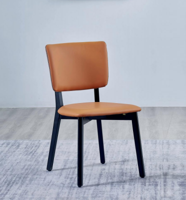 Orange-Black Single Seater Luxury Dining Room Chair Upholstery Wood Furniture