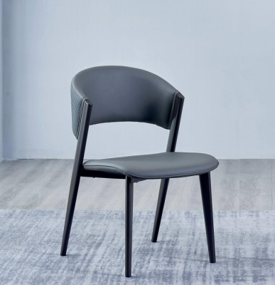 Gray leather chair Noble dining chairs Upholstery single seater wooden chairs