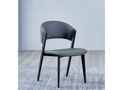 Gray leather chair Noble dining chairs Upholstery single seater wooden chairs