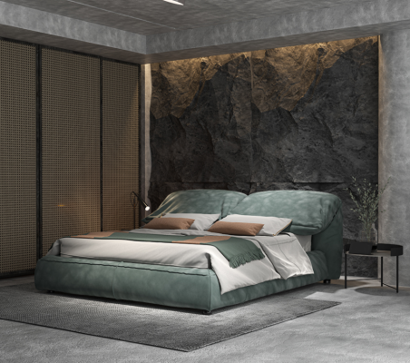 Green Bedroom Bed Designer Double bed luxury material wooden frame