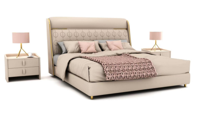 Luxurious Beige Bedroom Bed Stylish Bedroom Wood Furniture