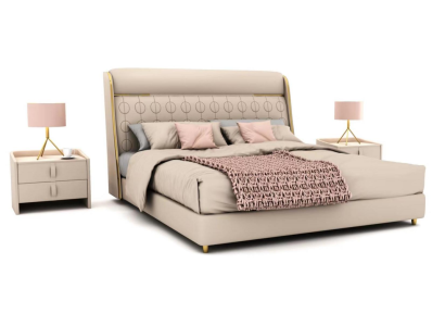 Luxurious Beige Bedroom Bed Stylish Bedroom Wood Furniture