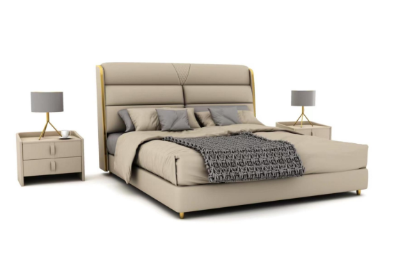 Light beige double bed luxury bedroom beds modern bed design