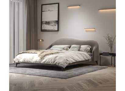 Gray Textile Bed Bedroom Beds Luxury Double Beds Stylish Furniture