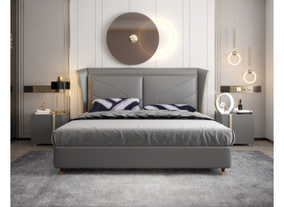 Gray Bedroom Double bed Designer Beds Wooden Frame Leather Beds