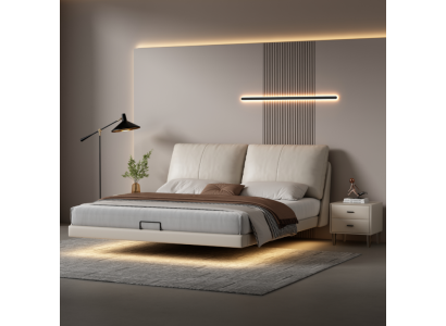 White Bedroom Wall Bed Designer Leather Double Beds Wooden Frame