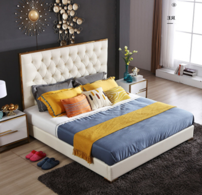 White Chesterfield Large Bed Bedroom Furniture Designer Beds new