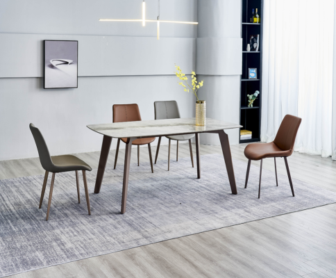 Dining room Furniture Designer Rectangular Table 4x Upholstered Chairs Luxury 5pcs