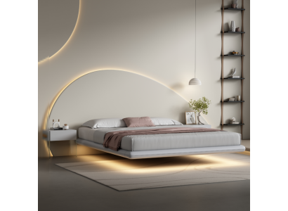 Gray Wall Bed Modern Bedroom Furniture Wooden Frame LED Beds new