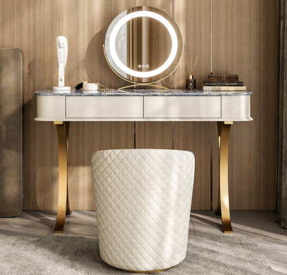 Bedroom Beige Dressing table Designer cosmetic table 2x drawers
