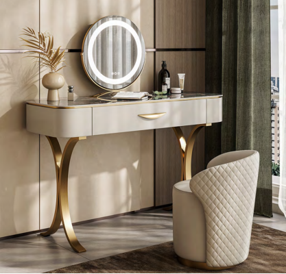 Beige dressing table designer dressing table dressing table with drawers