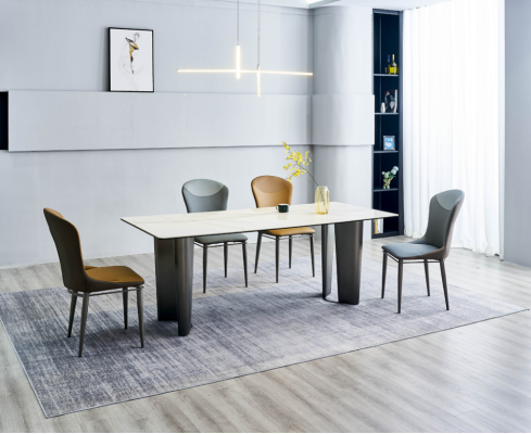 Dining room set Stylish Dining table Kitchen chairs 4x Imitation leather Chairs