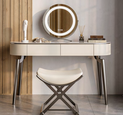 Beige Cosmetic Table Designer Bedroom Furniture Noble Dressing Table