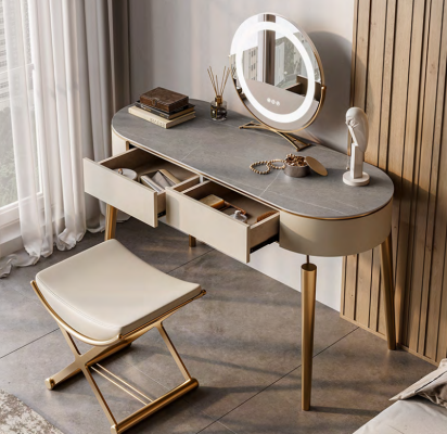 Beige Cosmetic Table Designer Bedroom Furniture Noble Dressing Table