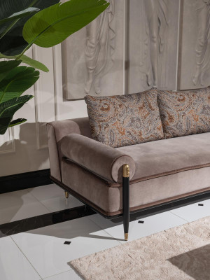 Sofa set three-seater armchair coffee tables set 6 pieces gray living room