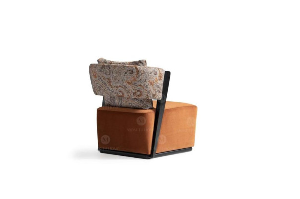 Relaxation Chair Suite Armchair Fabric Side table Shelves Set 5pcs Orange
